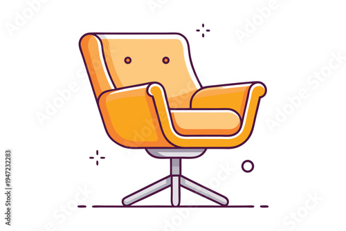 Modern orange swivel chair featuring an elegant design for a comfortable office or home interior