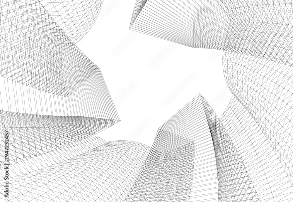 Fototapeta premium Abstract architectural building vector 3d illustration