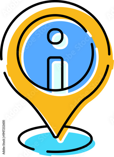 Information map pin icon signifying help, navigation, location, and travel guidance, offering a visual representation of assistance and support for finding places