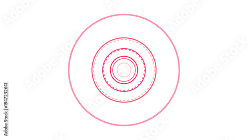 PNG image of Abstract series of concentric circles in varying shades of red and pink creating a tunnel effect on transparent background