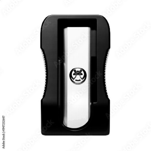 Halftone Pencil Sharpener in Holder Vector Illustration Isolated on White Background