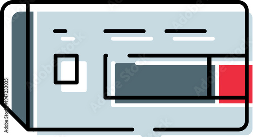 Boarding pass document with abstract graphic elements symbolizing air travel, flight booking and vacation planning for passengers, tourism, airport terminals and trip reservations