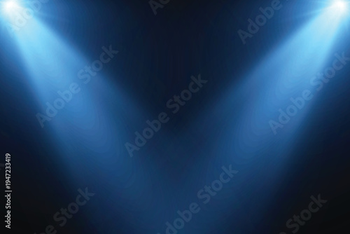 Vector Spotlights. Transparent allows seamless web or poster use. Bright spotlights shine down, forming focused light circles. Floodlight beam, illuminated spotlights. Scene.