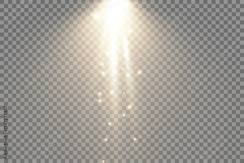 Vector of light with sun glare. Sun rays and glare . Golden flash and glare.