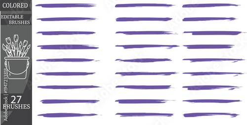 Set of 27 colored customizable brushes vector