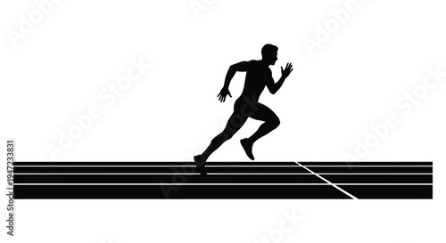 Silhouette of a runner in motion on a track minimalist aesthetic