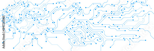 Abstract technology textured circuit board background vector. Futuristic design illustration for computer motherboard, microchip, processor and semiconductor.