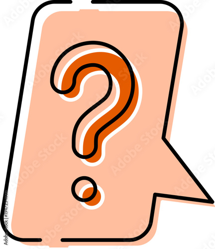 Orange speech bubble with a question mark representing inquiry, help, support and faq concepts, modern line art icon for communication, customer service, troubleshooting and information uiux