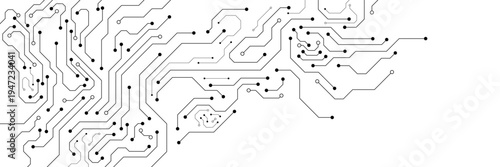 Black circuit board technology texture background vector. Modern electronic design illustration for computer motherboard, processor and semiconductor.