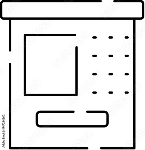 Automated teller machine icon representing cash withdrawals, deposits and account access, modern digital banking, 247 convenience, security and online financial services