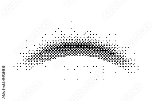 Dither and Bitmap Effect Arc Pattern Vector Illustration on White Background