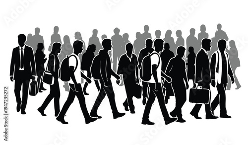 A large group of people walking together in a dense crowd representing a busy urban environment