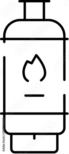 Gas cylinder icon illustrating concepts of fuel and energy storage, representing flammable materials, heating, and household or industrial gas supply in a simplified line art style