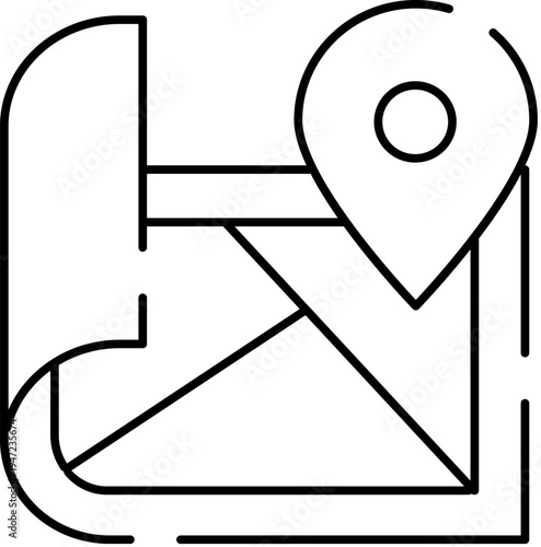 Paper map with a location pin marking a specific destination, visualizing concepts of navigation, travel planning, and finding a route with digital or physical tools