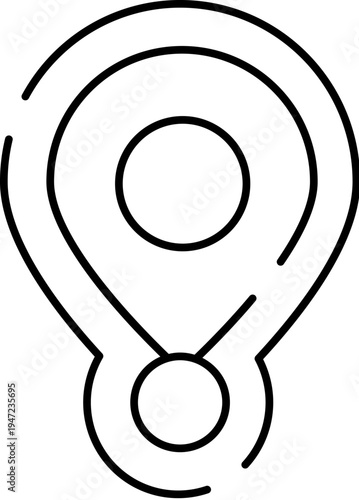 Minimalist line art icon of a location pin and path, representing navigation, mapping, gps and travel apps, modern outline vector on white background for ui and web use