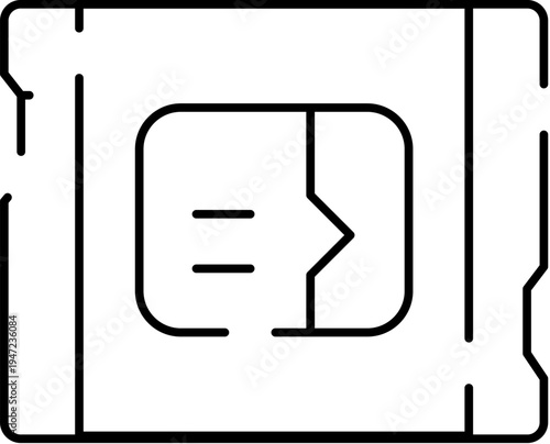 Sim card adapter line icon showing micro sim slot for mobile network connectivity and data storage, minimalist outline vector for apps, web, ui, telecommunication and device design