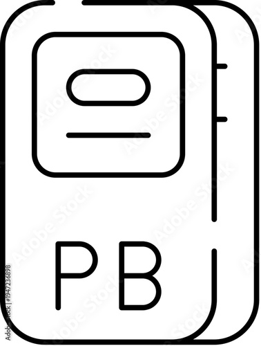 Lead metal ingot block stamped with chemical symbol pb, minimal vector style illustration representing metallurgy, mining, toxic heavy material, industrial and chemical concept