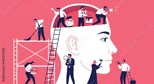 Tiny workers repairing and organizing a giant human mind