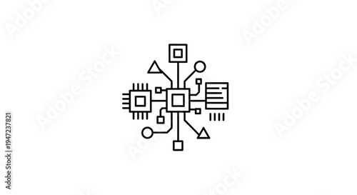 Abstract Digital Circuit Board Microchip Technology Concept Icon