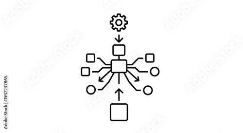 Abstract Flowchart Icon: Data Processing, Network Connections, and System Workflow