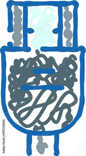 Water filter system doodle drawing illustrating purification for drinking, cleaning, and protection, showcasing equipment for removing impurities from liquids