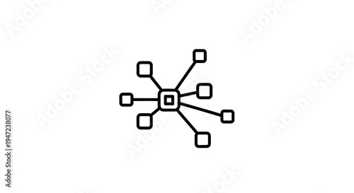 Abstract Network Connection Concept: Central Node with Outward Links