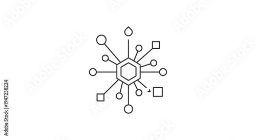 Abstract Network Connection Icon with Geometric Shapes and Lines