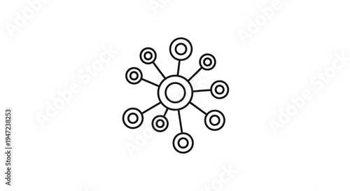 Abstract Network Connection Icon, Hub and Spoke System, Central Node with Outer Links