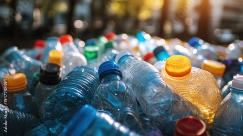 Wallpaper Mural Plastic bottles waste pile outdoor sunlight Torontodigital.ca