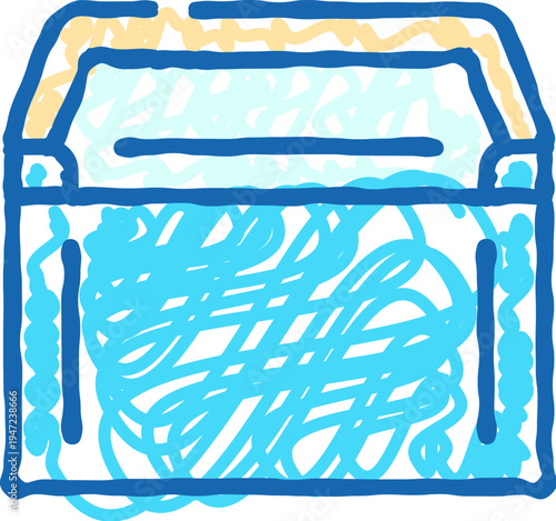 Transparent ballot box with paper votes inside, sketch style icon representing voting, democracy, civic participation, collective choice, and the power of the electorate