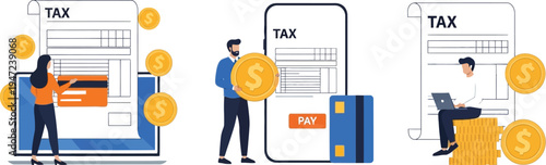 Digital tax payment and financial management concept