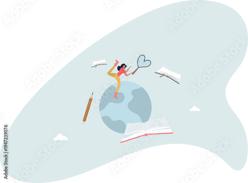 Studying abroad and travel to learn foreign language .person's life situation and his activities.