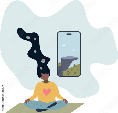 Mental wellness apps and meditation software for phone.Yoga treatment for anxiety, mind relaxation and emotional problem solving.person's life situation and his activities.