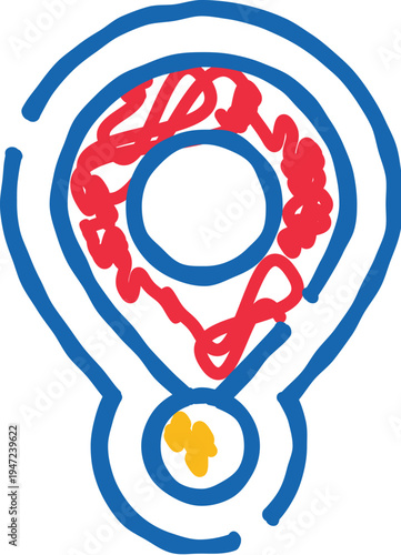 Abstract illustration of an icon symbolizing the process of brainstorming and developing innovative solutions, with a glowing element indicating a bright new idea emerging from complex thinking