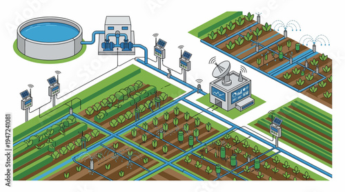 hydroponic farm with irrigation system.