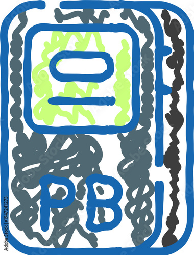 Portable power bank device providing external battery charging capabilities, displaying an icon representing mobile energy, technology, and electronic devices