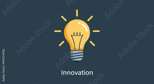Bright Light Bulb Symbolizing Innovation, Ideas, and Creativity on a Dark Background
