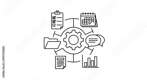 Business Process Management Workflow Automation Concept with Icons