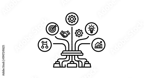 Business Strategy and Process Management Concept with Icons
