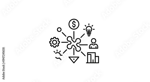 Business Strategy Concept: Idea Generation, Growth, Teamwork, Finance, and Innovation