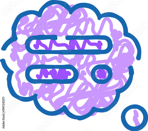 Central processing unit outline filled with tangled lines and user input elements, illustrating complex brain activity and password recognition for secure system entry
