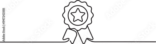 Achievement Badge icon. One line draw graphic design vector