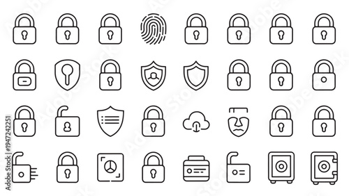   
Cybersecurity and protection icons