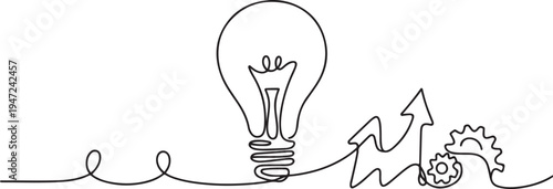 continuous line drawing of business idea design concept. idea with lamp as symbol illustration in simple linear style. Business design concept. One line draw graphic design vector