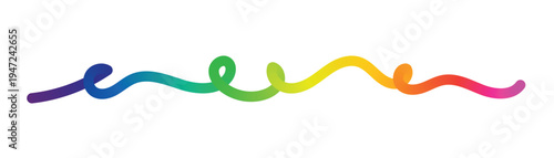 Whimsical colorful abstract wavy line with gradient colors isolated on transparent background