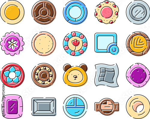 Baked cookies and sweet biscuits featuring decorative designs and unique shapes, forming an appealing assortment of delicious treats, perfect for dessert or snack related concepts