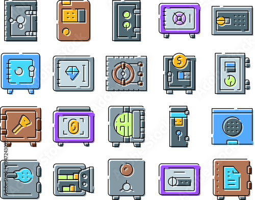 Safe deposit boxes and vaults protecting money, documents and valuables with locks and electronic security, symbolizing financial protection, privacy and investment safety