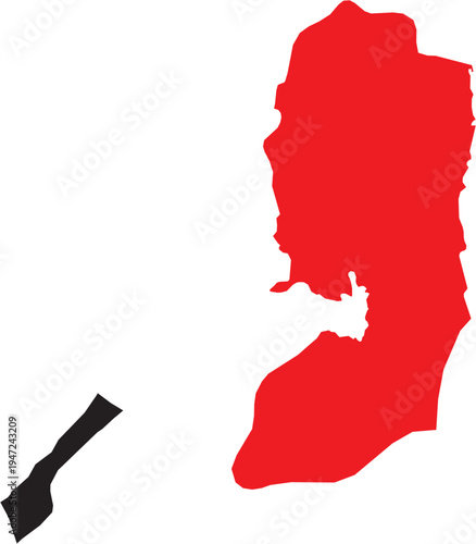 West Bank Region Highlighted on Palestine Map with Regions, Editable Vector