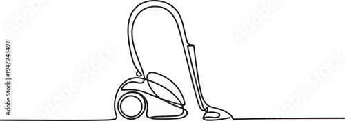 Continuous one line drawing of floor vacuum cleaner. One line draw graphic design vector