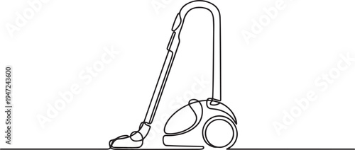 Continuous one line drawing of floor vacuum cleaner. One line draw graphic design vector